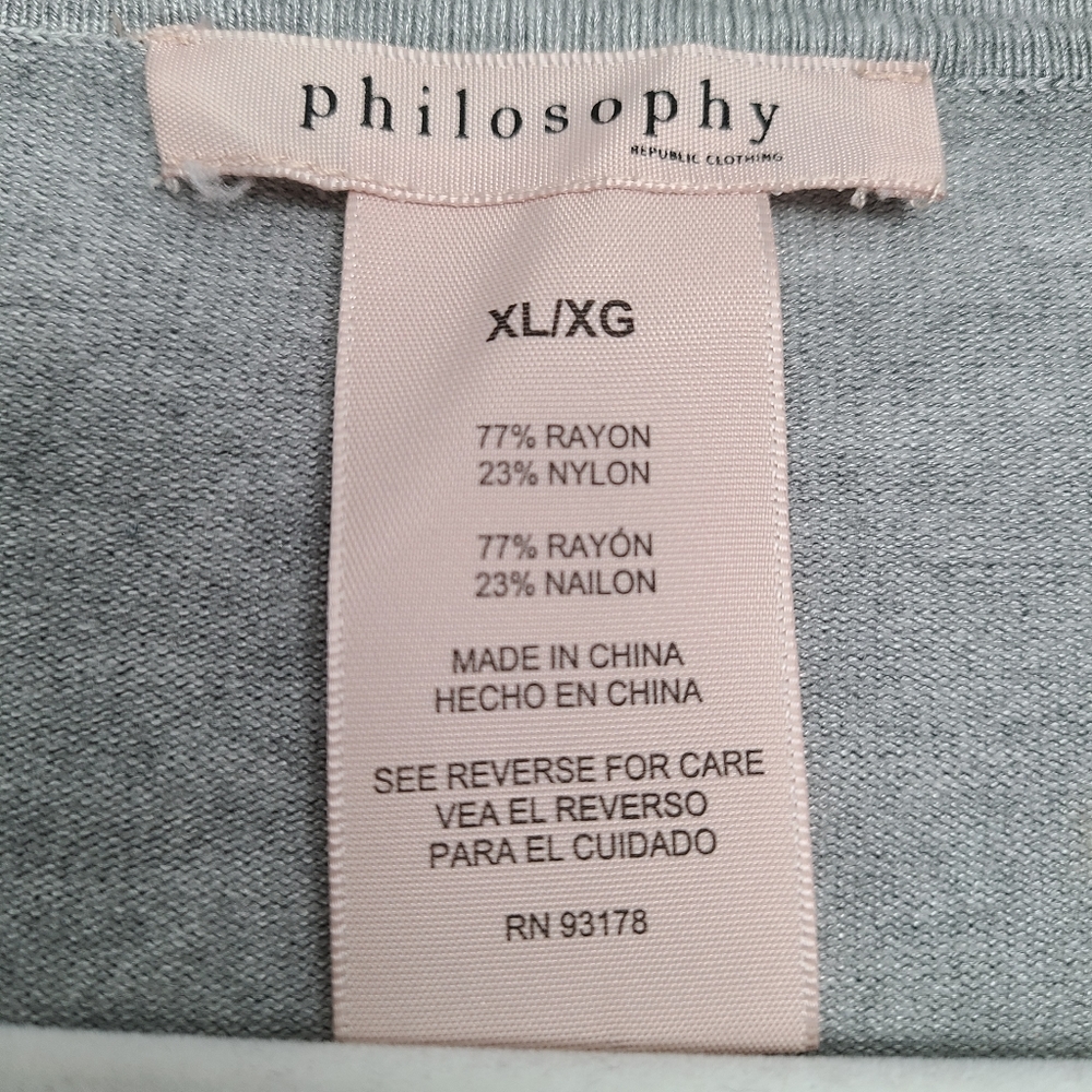 Philosophy Heathered Gray Classic Career Office Minimal Button Down Cardigan XL - Picture 2 of 8